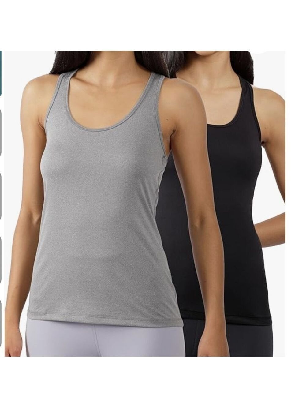Yogalicious lightweight set of 2 gray and black racerback Women’s size medium